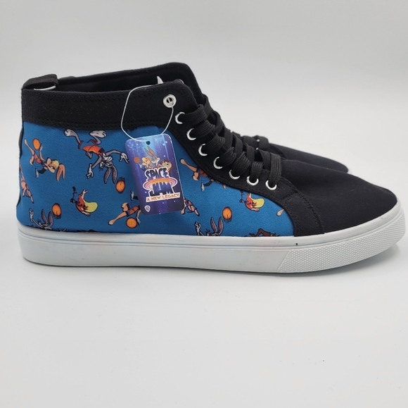 Space Jam New Legacy Canvas Shoes Sneakers High Top Black Mens Size 9-11 - Picture 2 of 7